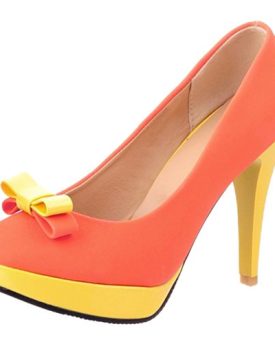 VonFon-Women-Space-Frosting-PU-Leather-Round-Toe-Fashion-Wedge-Stiletto-Platform-Pumps-With-Bowknot-0