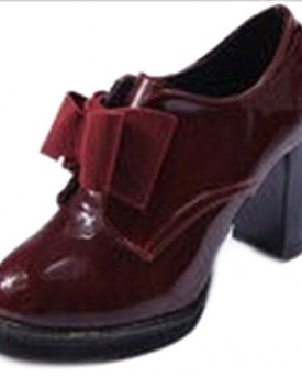 Vonfon-Women-Work-Space-Red-Faux-Leather-Block-Heel-Bow-Short-Boots-0