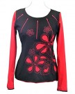 WOMEN-FULL-SLEEVE-TOP-WITH-ROUND-NECK-DESIGN-CHAMELI-RED-AND-BLACK-L-0