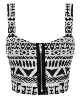 WOMENS-FRONT-ZIP-PRINTED-STRETCHY-BOOB-TUBE-BRALET-CROP-BRA-LADIES-VEST-SM-810-Trible-0