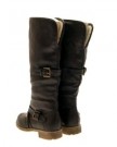 WOMENS-FUR-LINED-KNEE-HIGH-CUFF-RIDING-BIKER-BOOTS-FLAT-BUCKLE-LADIES-SHOES-BROWN-SIZE-4-0-2