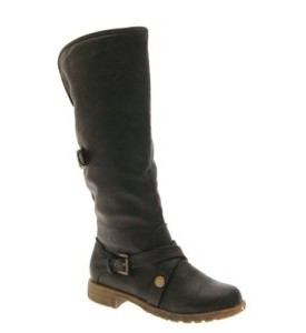 WOMENS-FUR-LINED-KNEE-HIGH-CUFF-RIDING-BIKER-BOOTS-FLAT-BUCKLE-LADIES-SHOES-BROWN-SIZE-4-0