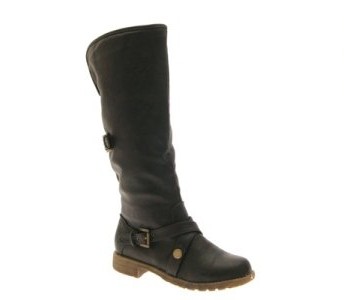 WOMENS-FUR-LINED-KNEE-HIGH-CUFF-RIDING-BIKER-BOOTS-FLAT-BUCKLE-LADIES-SHOES-BROWN-SIZE-4-0