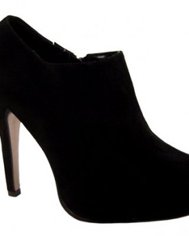 WOMENS-HIGH-HEEL-SQUARE-TOE-BLACK-SUEDE-ANKLE-BOOTS-3-8-0