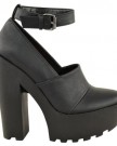 WOMENS-LADIES-CLEATED-SOLE-CHUNKY-PLATFORM-GOTH-HIGH-HEEL-ANKLE-BOOTS-SHOES-SIZE-UK-5-Black-Faux-Leather-0-1