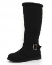 WOMENS-LADIES-FLAT-KNEE-HIGH-CALF-QUILTED-FUR-LINED-GIRLS-WINTER-SNOW-BOOTS-SIZE6-0-2