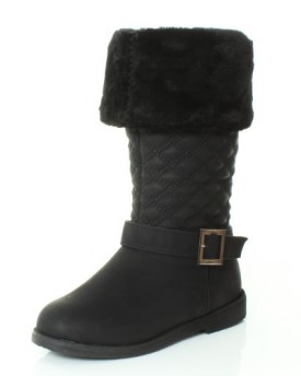 WOMENS-LADIES-FLAT-KNEE-HIGH-CALF-QUILTED-FUR-LINED-GIRLS-WINTER-SNOW-BOOTS-SIZE6-0