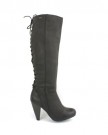 WOMENS-LADIES-HIGH-HEEL-KNEE-ZIP-CALF-LACE-ROUND-TOE-CORSET-BOOTS-SHOES-SIZE-0-0