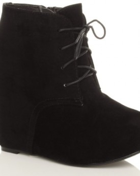 WOMENS-LADIES-HIGH-HEEL-WEDGE-PLATFORM-LACE-UP-ZIP-ANKLE-BOOTS-SIZE-6-39-0