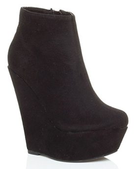 WOMENS-LADIES-HIGH-HEEL-WEDGE-PLATFORM-ZIP-ANKLE-SHOE-BOOTS-BOOTIES-SIZE-7-40-0