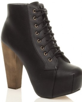 WOMENS-LADIES-LACE-UP-PLATFORM-WOODEN-BLOCK-HIGH-HEEL-ANKLE-BOOTS-SIZE-5-38-0