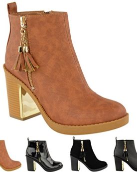 WOMENS-LADIES-MID-HIGH-HEEL-BLOCK-PLATFORM-LOW-ANKLE-CHELSEA-BOOTS-SHOES-SIZE-UK-5-Tan-Faux-Leather-0