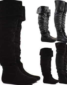 WOMENS-LADIES-OVER-THE-KNEE-THIGH-HIGH-BIKER-RIDING-STYLE-LOW-FLAT-HEEL-KNEE-BOOTS-SIZE-3-8-0