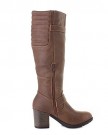 WOMENS-LEATHER-STYLE-KNEE-HIGH-BIKER-PADDED-CALF-LADIES-HEELED-BOOTS-SIZE-6-0-2