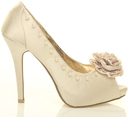 WOMENS WEDDING PLATFORM HIGH HEEL LADIES BRIDAL EVENING PROM SHOES SIZE 6 39 - Image 3