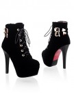 WeenFashion-Womens-Closed-Round-Toe-High-Heel-Frosted-PU-Solid-Boots-with-Bandage-Black-2-UK-0-0