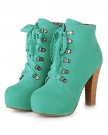 WeenFashionn-Womens-Closed-Toe-Round-Toe-High-Heels-Imitated-Suede-Frosted-Solid-Boot-with-Lace-Green-55-UK-0-0