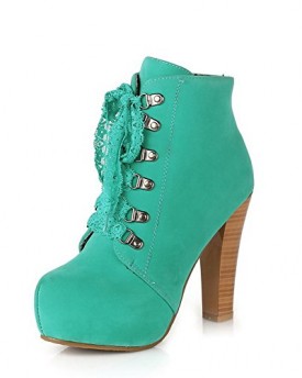 WeenFashionn-Womens-Closed-Toe-Round-Toe-High-Heels-Imitated-Suede-Frosted-Solid-Boot-with-Lace-Green-55-UK-0