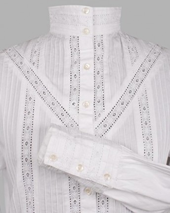 White-Cotton-Victorian-Edwardian-Vintage-Reproduction-Plus-Size-Blouse-0