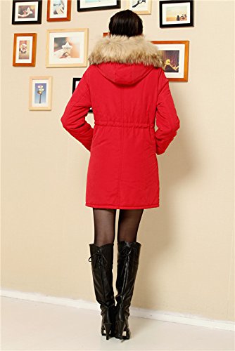 Womdee Women Winter Hooded Thicken Cotton Long Coat Outerwear Jacket(Red,M) With Womdee Accessory - Image 4