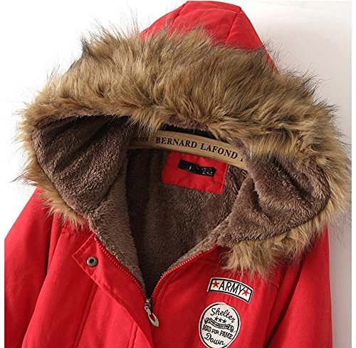Womdee Women Winter Hooded Thicken Cotton Long Coat Outerwear Jacket(Red,M) With Womdee Accessory - Image 5