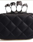WomdeeTM-Quilting-Faux-Leather-Skull-Clutch-PU-Purse-Rings-Style-Party-Bag-Black-With-Womdee-Accessory-Necklace-0-0