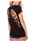 Women-Backless-Casual-Hollow-Wing-Back-Crew-Neck-Blouse-Tops-Solid-Color-T-Shirt-UK10M-Black-0-0