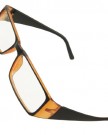 Women-Brown-Black-Plastic-Full-Frame-Rectangle-Clear-Lens-Plain-Glasses-0