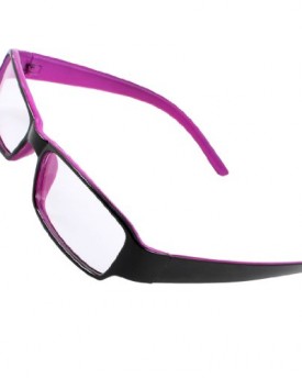 Women-Eye-Decor-Full-Rim-Clear-Lens-Plain-Glasses-Black-Fuchsia-0