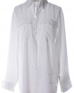 Women-Girls-Long-Sleeve-Turn-down-Collar-Button-Down-Shirt-Blouse-Chiffon-Blouse-Tops-White-UK-10-0