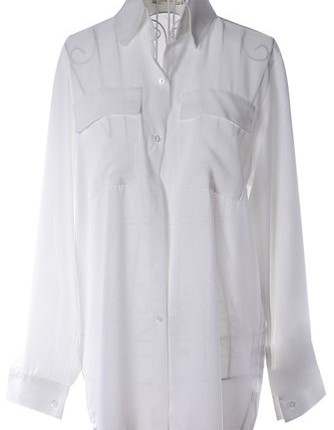 Women-Girls-Long-Sleeve-Turn-down-Collar-Button-Down-Shirt-Blouse-Chiffon-Blouse-Tops-White-UK-10-0