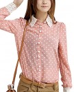Women-Ladies-Chiffon-Blouse-Lace-Polka-Dots-Button-Lapel-Long-Sleeve-OL-Shirt-Tops-5-Sizes-Pink-0