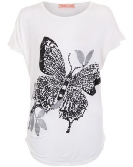 Womens-Batwing-Oversized-Baggy-Butterfly-Sequin-Print-Sleeve-Long-Top-T-Shirt-White16-0