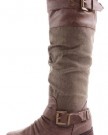 Womens-Black-Ladies-Winter-Biker-Riding-Style-Boots-Flat-Low-Heel-Knee-High-Boots-Size-3-8-0