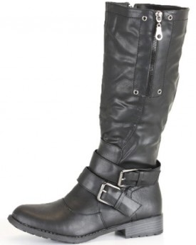 Womens-Black-Riding-Winter-Biker-Style-Ladies-Low-Heel-Calf-High-Leg-Flat-Knee-High-Boots-Size-shoeFashionista-Branded-0