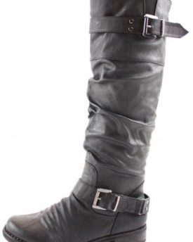 Womens-Black-Wide-Calf-Leg-Ladies-Winter-Biker-Riding-Style-Flat-Low-Heel-Knee-High-Boots-Size-with-shoeFashionista-Boutique-Bag-0