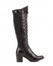 Womens-Block-Heel-Quilted-Knee-High-Black-Boots-SIZE-7-0-1