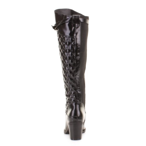 Womens Block Heel Quilted Knee High Black Boots SIZE 7 - Image 5