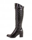 Womens-Block-Heel-Quilted-Knee-High-Black-Boots-SIZE-7-0-3