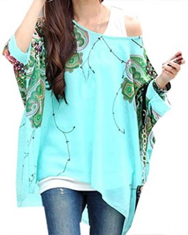Womens-Bohemian-Floral-Batwing-Sleeve-Plus-Chiffon-Oversize-Loose-Off-Shoulder-Blouse-4256-0