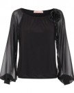 Womens-Boho-Gypsy-Off-Shoulder-Contrast-Flower-Chiffon-Sleeve-Top-Blouse-Party-Black12-0-0