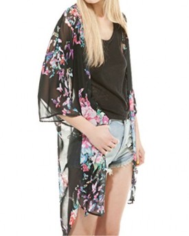 Womens-Butterfly-Patterned-Half-Sleeve-Chiffon-Kimono-Kaftan-Jacket-Coat-Blouse-Shirts-Tops-L-Butterfly-Pattern-0