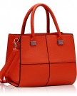 Womens-Check-Print-Designer-Faux-Leather-Celebrity-Style-Tote-Handbag-Orange-Celebrity-Fashion-0-0
