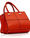 Womens-Check-Print-Designer-Faux-Leather-Celebrity-Style-Tote-Handbag-Orange-Celebrity-Fashion-0-1