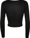 Womens-Crop-Long-Sleeve-T-Shirt-Ladies-Short-Plain-Round-Neck-Top-Black-810-0-0