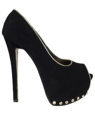 Womens-Fashion-High-Heel-Stiletto-Peep-Toe-Platform-Gold-Trim-Stud-Party-Shoes-Black-7-0