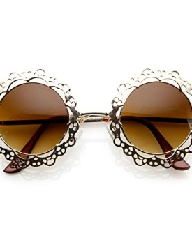 Womens-Fashion-Metal-Cut-Out-Lace-Circle-Round-Sunglasses-Gold-Amber-0