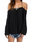 Womens-Fashion-Sexy-Back-Crossed-Straps-Halterneck-Off-Shoulder-Loose-Chiffon-Shirts-Blouse-Tops-L-Black-0