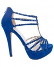 Womens-Fashion-Silver-Stud-Strappy-Peep-Toe-T-Bar-High-Heel-Platform-Sandals-Blue-6-0