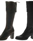 Womens-Faux-Leather-Knee-High-Length-Boots-Block-Heels-Ladies-Shoes-Black-Size-UK-4-0-0